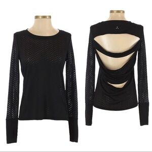 🌺 Tantris Open Strappy Back Long Sleeve Black Moisture Wicking Tech Top Size XS